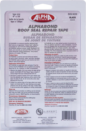Lippert Alphabond TPO Tape for RV Roofs Black