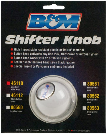 B&M 46110 White Replacement Shifter Knob with SAE Threads