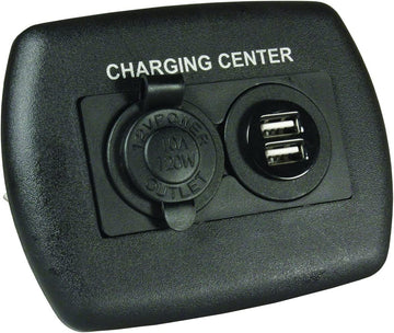 JR Products 15095 Black 12V USB Charging Center