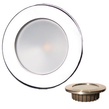 Lunasea "ZERO EMI” Recessed 3.5” LED Light - Warm White w/Polished Stainless Steel Bezel - 12VDC