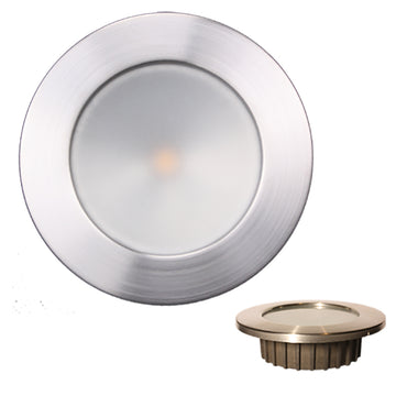 Lunasea Gen3 Warm White, RGBW Full Color 3.5” IP65 Recessed Light w/Brushed Stainless Steel Bezel - 12VDC