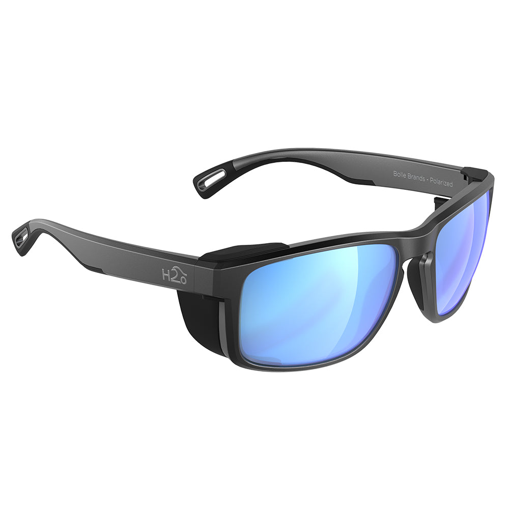 H2Optix Reef Sunglasses Matt Gun Metal, Grey Blue Flash Mirror Lens Cat.3 - AntiSalt Coating w/Floatable Cord