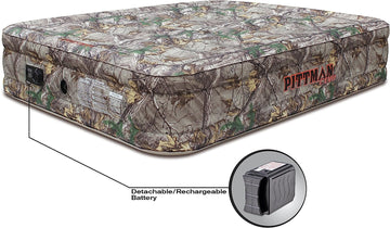 AirBedz PPI-CMO_CAMPX16 Camouflage Real Tree Xtra Ultimate 16" Indoor Queen Mattress (with Built-in Rechargeable Battery Air Pump)