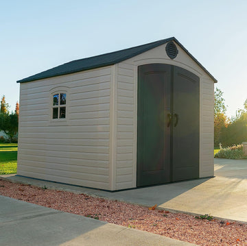Lifetime 60371 Outdoor Storage Shed with Window, Skylights, and Shelving, 8 by 10 Feet