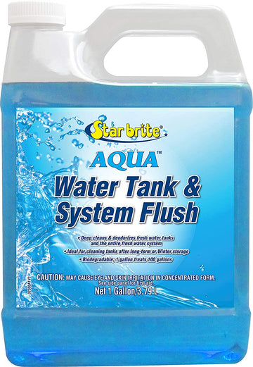 STAR BRITE Aqua Water Tank & System Flush - Deep Cleans & Deodorizes Fresh Water Tanks & Entire Drinking Water System - Ideal for Boats & RVs Coming Out of Storage 1 GAL (032300)