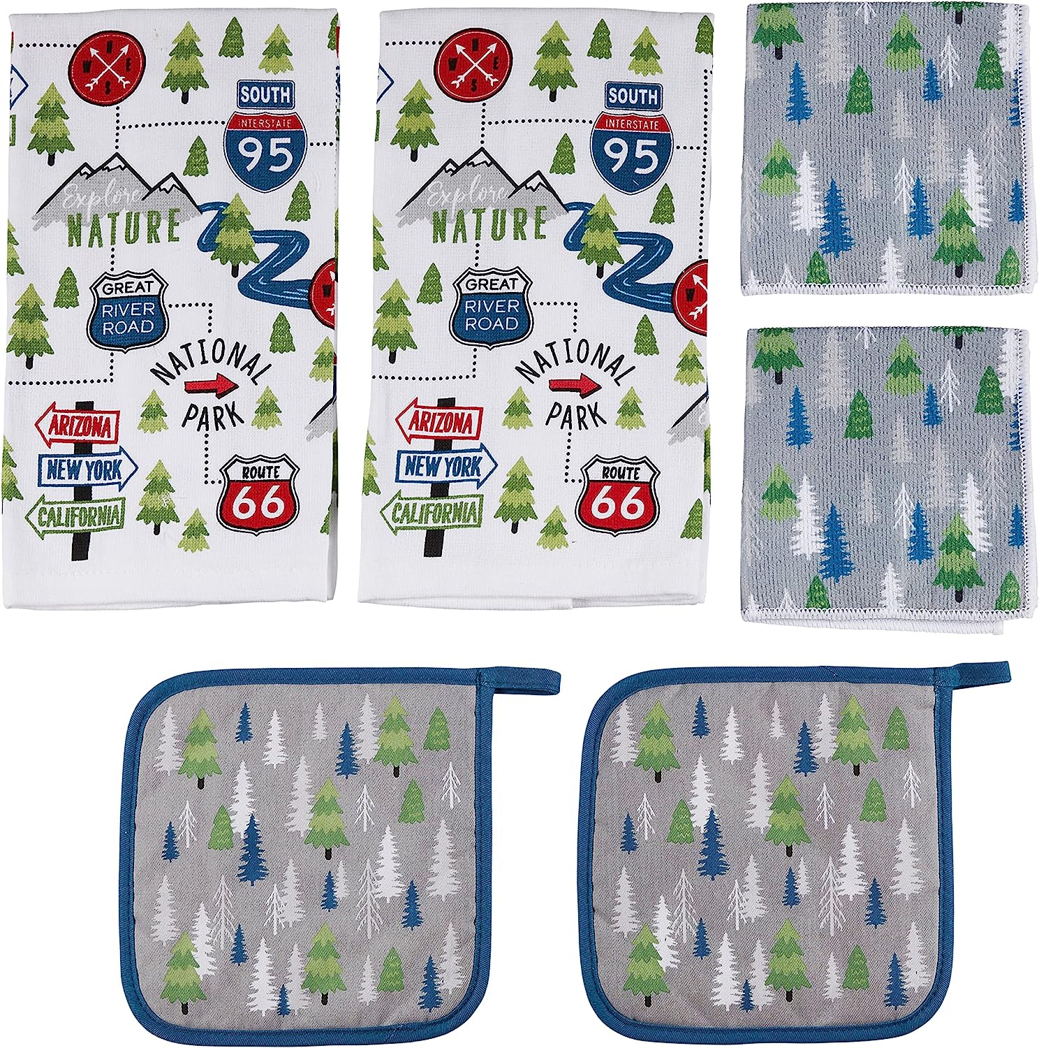 Lippert 6-Piece Road Sign Kitchen Towel & Potholder Set