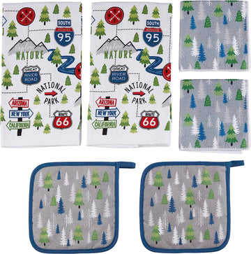 Lippert 6-Piece Road Sign Kitchen Towel & Potholder Set