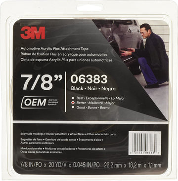 3M(TM) Automotive Acrylic Plus Attachment Tape, Black, 7/8" x 20 yds. 7/8 Inches