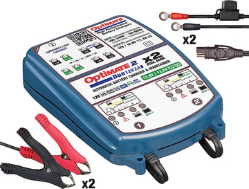 Optimate 2 Duo x 2 Bank, TM-571, Bronze Series: 5-Step 2X 12V / 12.8V 2A Sealed Battery Charger & maintainer