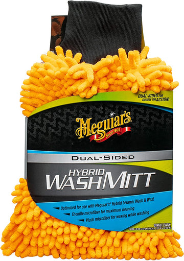 Meguiar's Hybrid Wash Mitt, Dual Sided for Washing and Waxing, Clear Coat Safe and Reusable - 1 Mitt