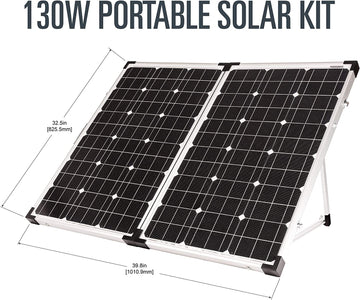 Go Power! GP-PSK-130 130-Watt Portable Folding Solar Kit with 10 Amp Solar Controller