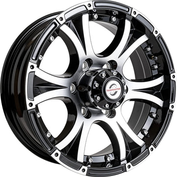 Viking Series Machined Lip and Face Gloss Black Aluminum Trailer Wheel with Black Cap - 16" x 6" 6 On 5.5 *Trailer Use Only