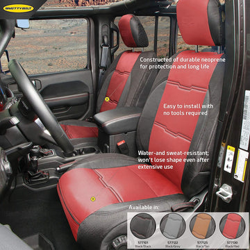 Smittybilt 577130, Front/Rear Red/Black for 2018+ Jeep JL 4 Door, GEN2 Neoprene Seat Covers
