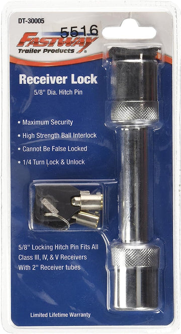 Diversi-Tech DT-30005 5/8" Standard Span Chrome Plated Forged Steel Locking Hitch Pin with 2 Round Tube Keys
