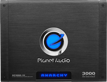 Planet Audio AC3000.1D Anarchy 3000 Watt, 1 Ohm Stable Class D Monoblock Car Amplifier with Remote Subwoofer Control