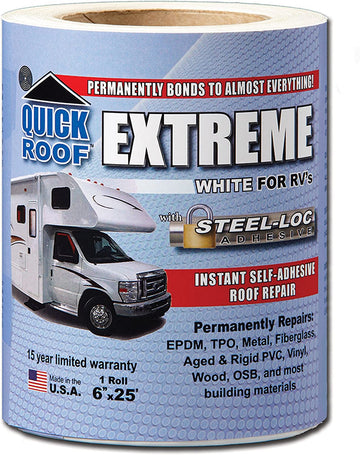 Cofair UBE625 Quick Roof Extreme with Steel-Loc Adhesive, White for RVs - 6" x 25' 6 Inch x 25 Foot