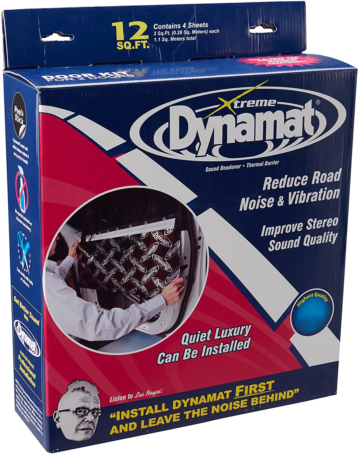Dynamat 10435 12" x 36" x 0.067" Thick Self-Adhesive Sound Deadener with Xtreme Door Kit