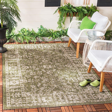 Safavieh CY8678-379-5 Courtyard Collection CY8678-379 Green and Beige Area (5'3" x 7'7") Rug, 5'3" x 7'7" Green/Beige
