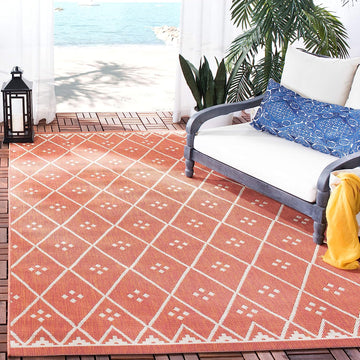 SAFAVIEH Courtyard Collection 5'3" x 7'7" Terracotta / Light Beige CY6303 Indoor/ Outdoor Waterproof Easy Cleaning Patio Backyard Mudroom Area Rug